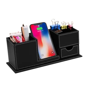 Office Desk Pen Pad Storage Holder Wireless Charger