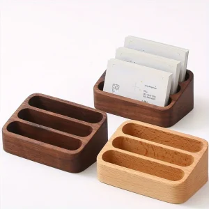 Wooden Business Card Display Stand Memo Holder