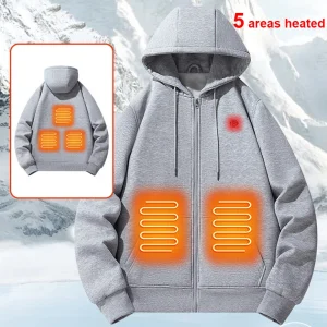 Winter Electric Heated Hoodies Black Grey