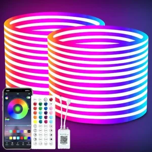 RGB LED Neon Rope Lights 100ft with Remote Control