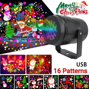Rotatable 16 Patterns LED Christmas Projector Lamp