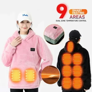 USB Heating Casual Coral Fleece Heating Hoodie