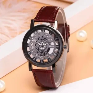 Fashion Skeleton Men's Quartz Leather Watches