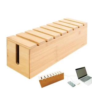 Wooden Cable Management Box Cord Organizer Storage