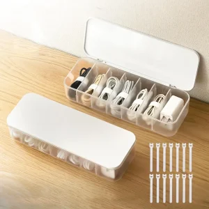 Desktop Cable Management Storage Box With Lid